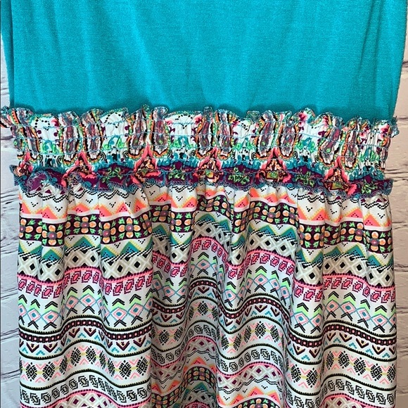 Girls Dress turquoise Aztec Pattern skirt long - Picture 5 of 15